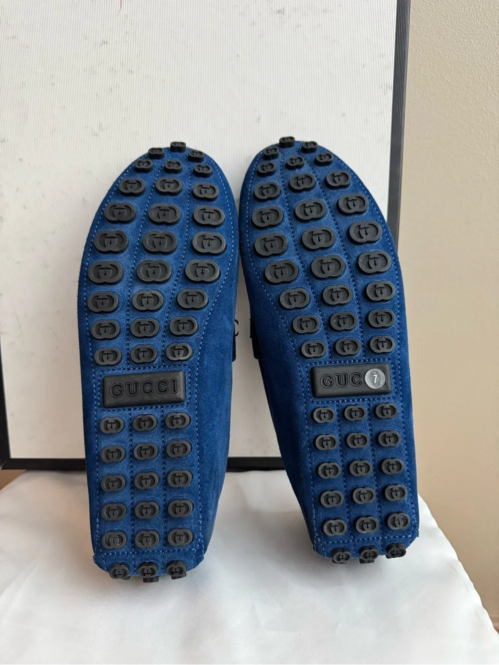 NWT Gucci Men’s Horsebit Loafers in Royal Blue, Suede, size 7 (US Men’s 7.5)